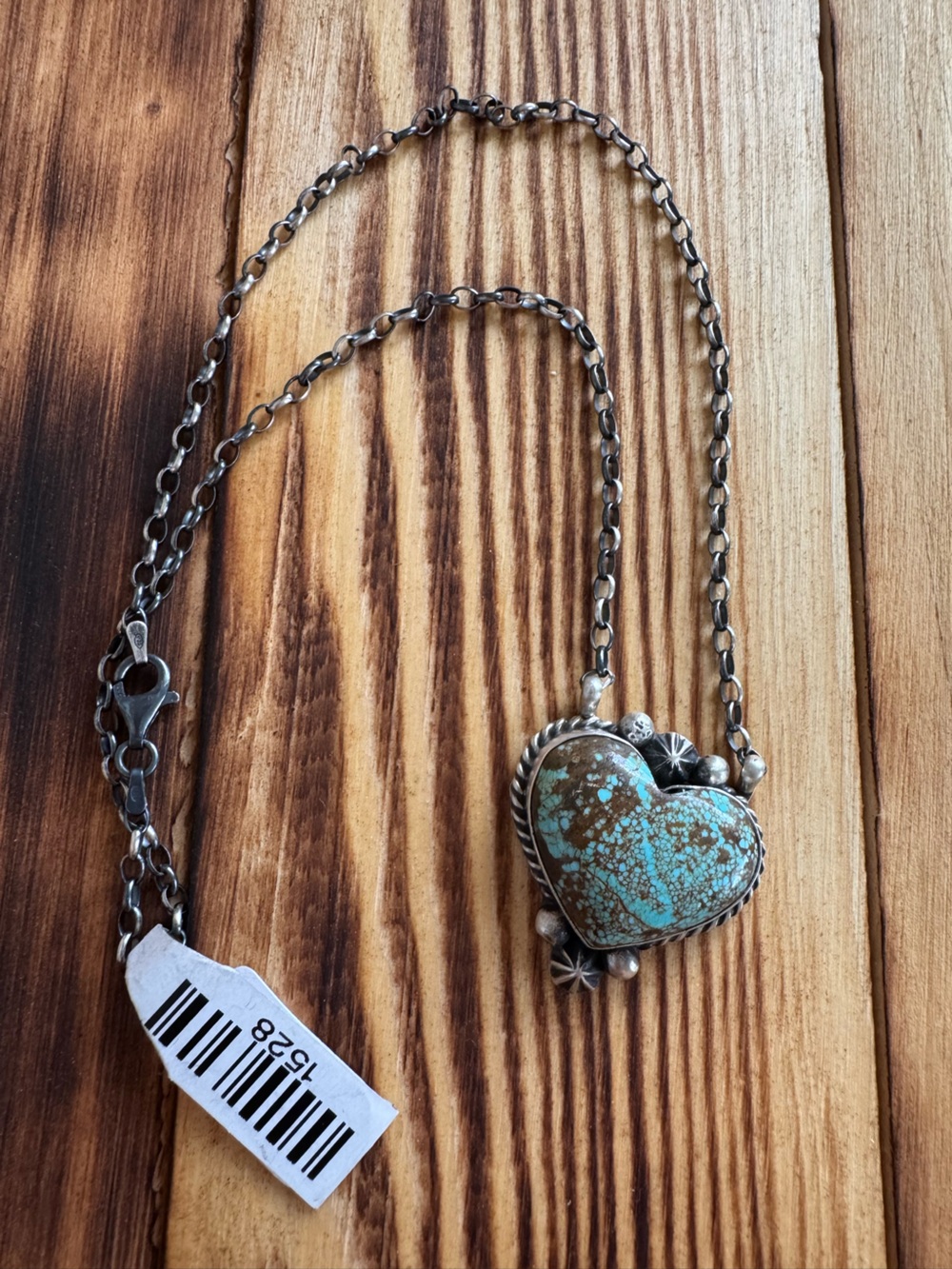 Native American Mine 8 Turquoise Heart Pendant Necklace